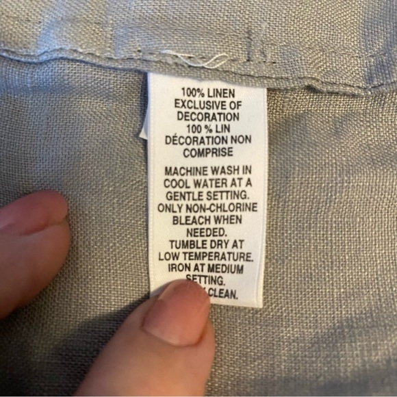 NWT BLUE Saks Fifth Avenue Linen Wide Leg Light Gray Pull On Pants Sz XL - Picture 7 of 11